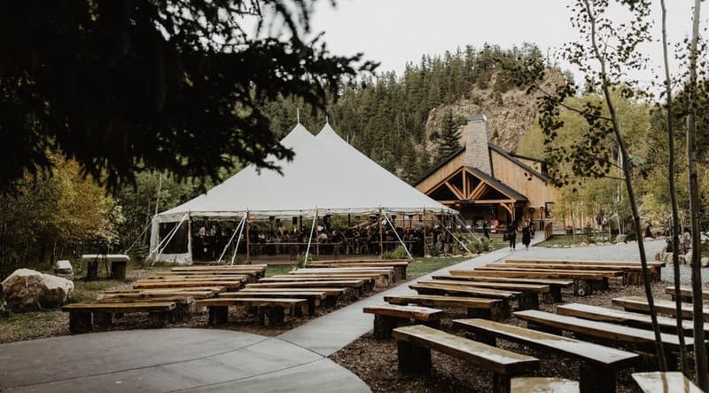 Ceremony and reception setting at Blackstone Rivers Ranch.
